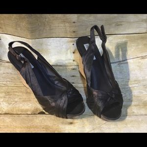 Steve Madden cork wedges brown satin sz 10 m